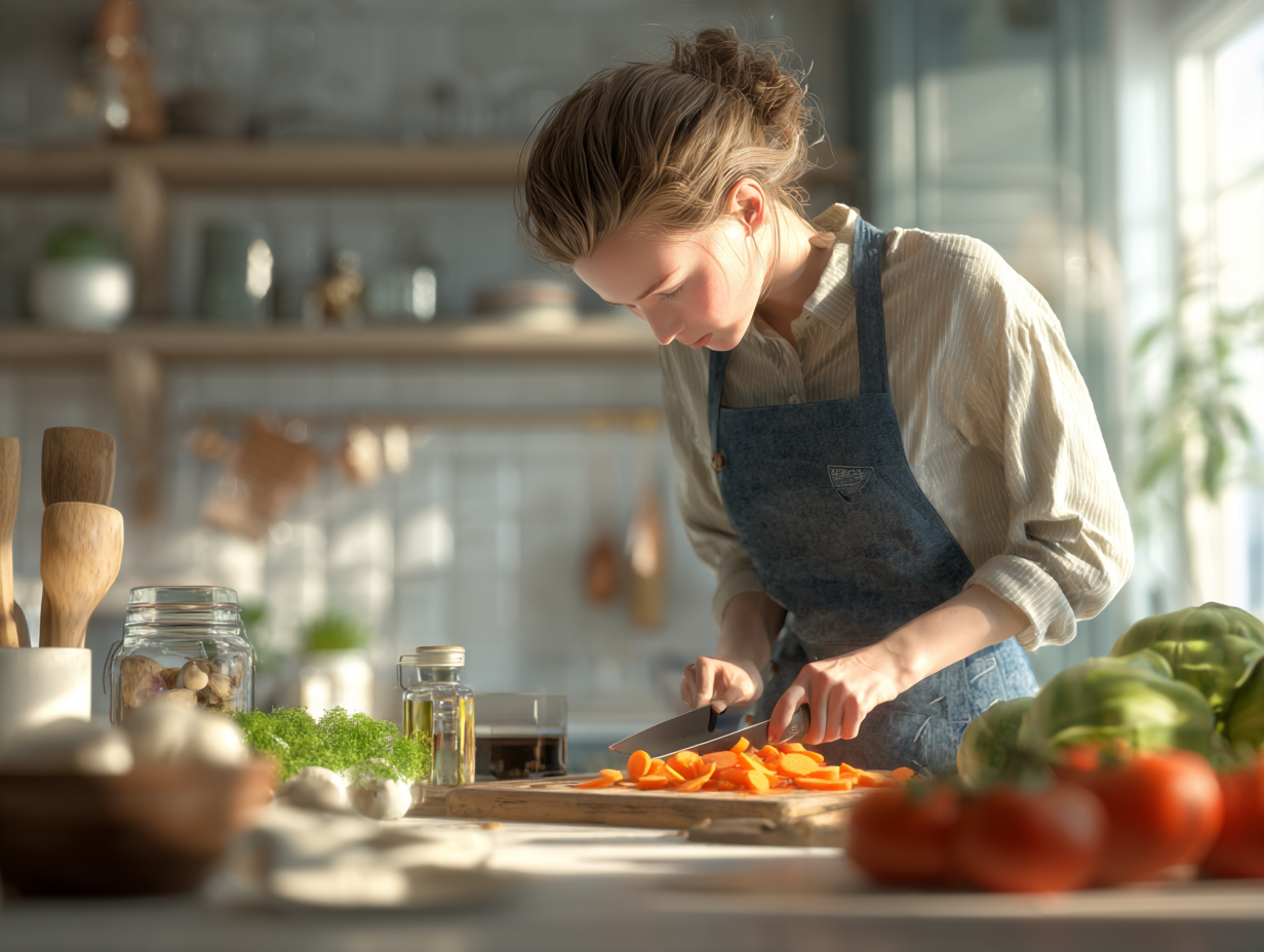 Egészséges ételek előkészítése a konyhában